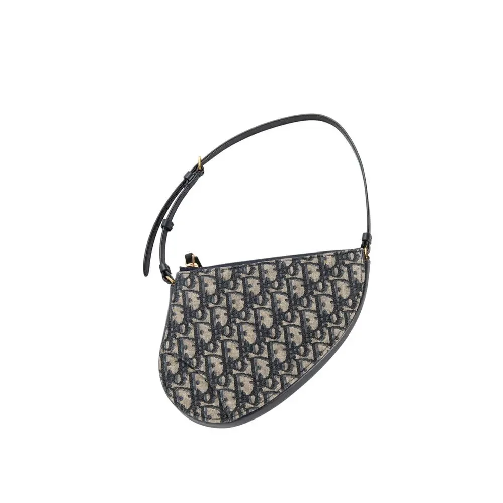 CHRISTIAN DIOR Blue Canvas Logo Saddle Shoulder Pouch - Picture 3 of 6